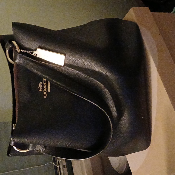 Coach Midnight Black Pebbled Leather Handbag - Picture 1 of 4